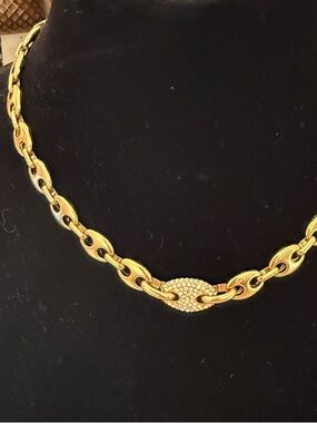 J. Crew Gold-Tone Link Necklace with Pave Clasp